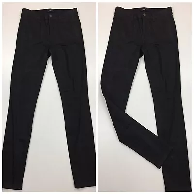 J BRAND Black Coated Super Skinny Fearless Logo Button Jeans Womens Sz 26 • $20.40