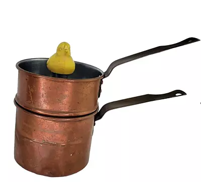 Vintage Revereware Copper Double Boiler Egg Cooker Poacher Yellow Chick Farm • $39.99