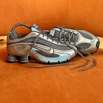 Vintage Y2K Women's NIKE SHOX M1 Running Shoes 8 Baby Blue Silver 347771-002 • $69