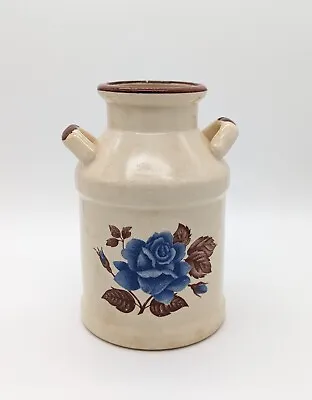 Vintage Ceramic Hand Painted Blue Rose Rustic Farmhouse Milk Jug Container 7  • $14.99