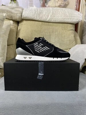 £80 • Buy Emporio Armani EA7 Black/White/Silver Trainers Shoes BNIB Size 2.5uk Women’s