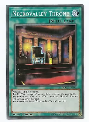 Necrovalley Throne SOFU-EN055 Super Rare Yu-Gi-Oh Card 1st Edition New • £1.40