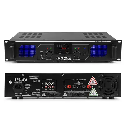 Skytec SPL-2000 Party Disco Power PA Amplifier DJ Amp Mobile Phone Cable 2000W • £185