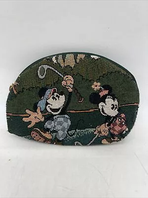 Vtg Tapestry Mickey And Minnie Mouse Golf Cosmetic Bag Walt Disney Company Zip • $19.95