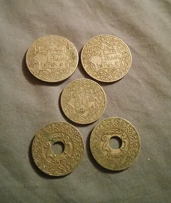 Morocco Empire Cherifien 1920s Franc & Centimes Coin Lot (5) • $45