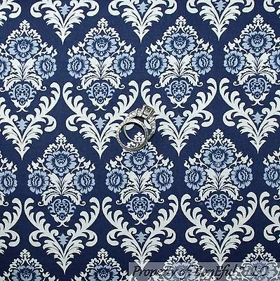 BonEful Fabric FQ Cotton Quilt Blue Navy Light White Toile Rose Flower Damask UK • $4.72