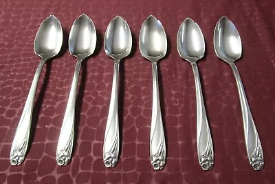 DAFFODIL MCM 6 Citrus Spoons Serrated Tips Silverplate 1950 No Monograms       G • $49.99