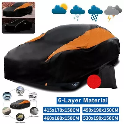 Waterproof 6 Layer Car Cover Heavy Duty PEVA&Cotton Lined UV Protection - 4 Size • £22.99