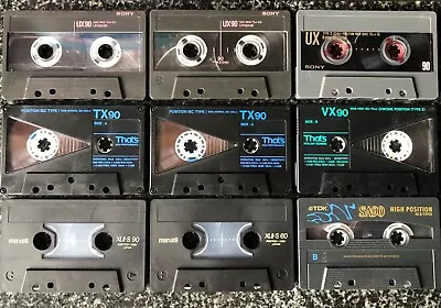 NINE C60 & C90 Audio Cassette Tapes Various Brands Please See Description • £16.99