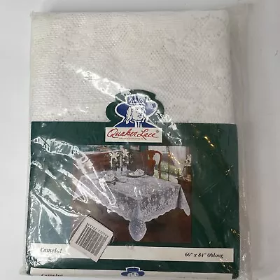 QUAKER LACE CAMELOT TABLECLOTH VINTAGE NEW IN PKG OBLONG 60x84 White • $31.50