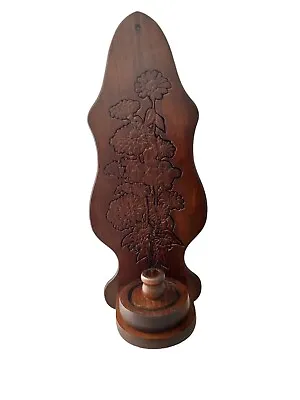 Wood Embossed Wall Sconce Candle Holder Carved Scrolled Flowers MCM Country EUC • £33.69