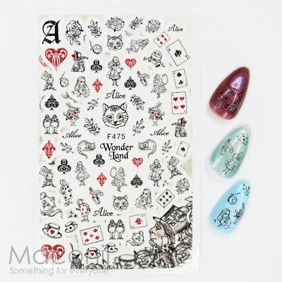 Nail Art Stickers F475 Alice In Wonderland - Cheshire Cat Queen Easy Thin Cute • $2.95