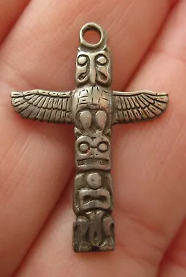 VINTAGE Sterling NW PACIFIC TOTEM POLE Native American Silver Bracelet Charm  • $12