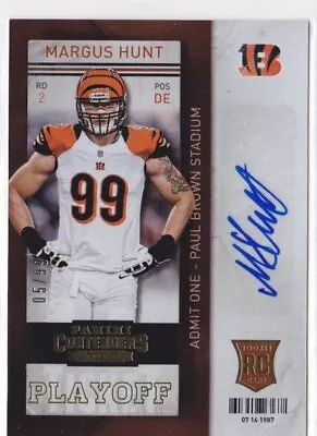 2013 Margus Hunt Contenders Playoff Ticket Variation  Auto RC /99 #163 (A7137) • $10