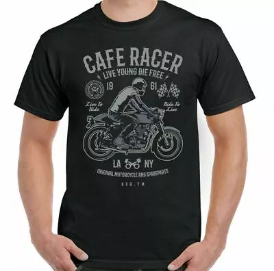 Cafe Racer T-Shirt Biker Mens Funny Motorcycle Motorbike Enthusiast Bike • £10.94