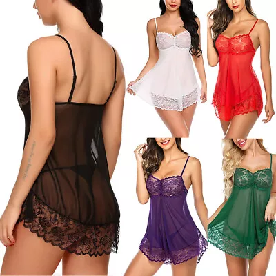 Women Ladies Sexy Valentine Lingerie Lace Babydoll Underwear Nightwear Sleepwear • £2.27