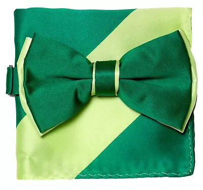 Bow Tie Handkerchief Set Two Tone Solid Color Design BowTie Hanky Pocket Square • $16.95