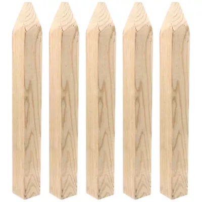  5 Pcs Wood Pile Flower Bed Decor Garden Fence Post Ground Wooden Posts • £16.19