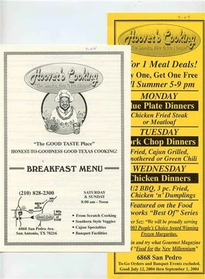 £17.88 • Buy Hoover's Cooking Menus Smoke Fire & Ice House San Pedro Ave San Antonio Texas