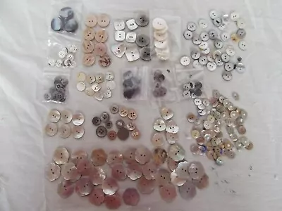 Lot Of 215 Vintage Shell Pearl Buttons 1in Flower Shape Others Smaller Matches • $29.98