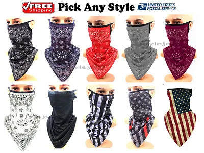 Balaclava Neck Tube Scarf Bandana Face Cover Neck Gaiter Ear Loop Headwear Black • $8.98