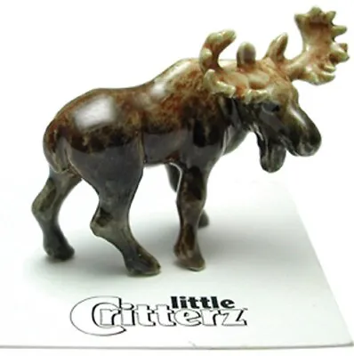➸ LITTLE CRITTERZ Forest Animal Miniature Figurine Moose Bull • $13.01