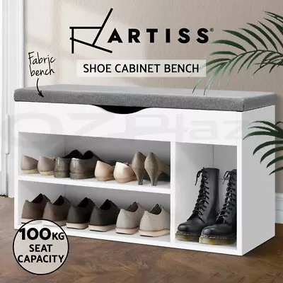 $69.96 • Buy Artiss Shoe Cabinet Bench Shoes Organiser Storage Rack Shelf White Cupboard Box