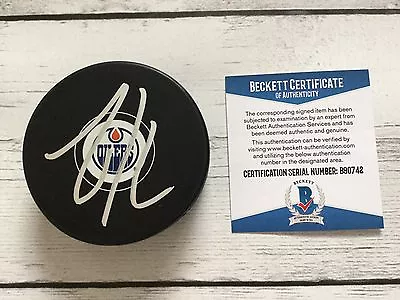 Zack Kassian Signed Autographed Edmonton Oilers Hockey Puck Beckett BAS COA A • $39.99