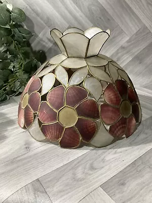 Large Vintage Capiz Shell Pendant Light Shade With Crown Easy Fit • £22