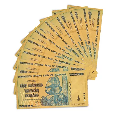 10PCS Zimbabwe 100 Trillion Gold Dollars Money Currency Bill Note Collection • $17.91