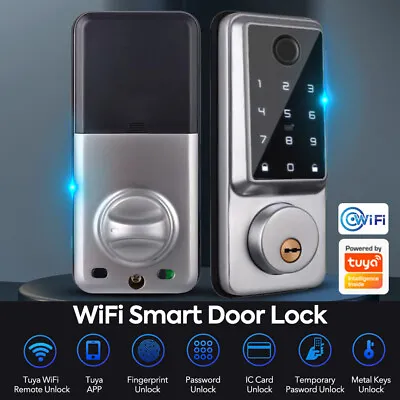 Smart WiFi Tuya Electronic Digital Door Lock Fingerprint Password Keypad Card • £63.64