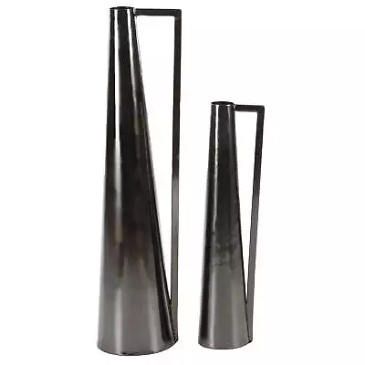 17  & 22 H Dark Gray Metal Vase With Handles Set Of 2 • $35.99
