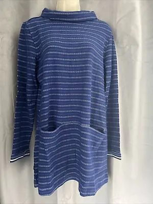 BNWOT Ex Seasalt Blue Mawgan Porth Tunic Low Slung Pockets Size 14 Spring Cotto • £28