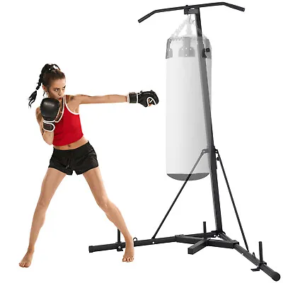 VEVOR Folding Boxing Bag Stand W/Pull Up Bar 2in1 Set Height Adjustable Push-ups • $87.99