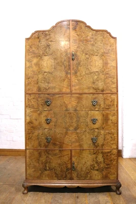 £695 • Buy Superb Quality Art Deco Antique Walnut Tall Boy Linen Cabinet