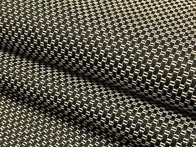 Designer Black Beige MCM Mid Century Modern Woven Tweed Check Upholstery Fabric • $74