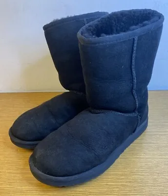 UGG Australia Classic Leather/Shearling S/N 5825 Sz 9 Black “Nice” • $35