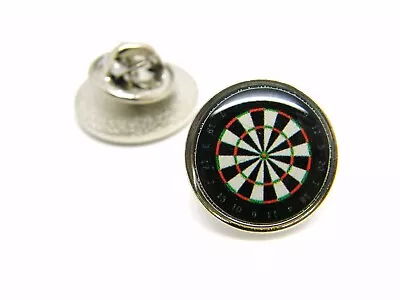 Dartboard Darts Board Sport Badge Lapel Pin Gift Round Silver • £2.99