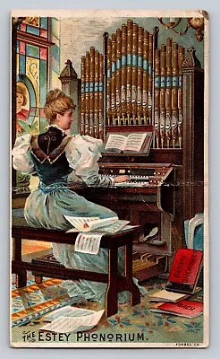 Estey Organ Works Phonorium  Church Organ Woman Playing D H Baldwin Indiana P672 • $14.39