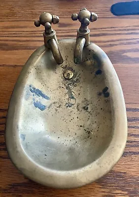 Vintage Industrial Age Solid Brass Bathtub Soap Dish Bathroom Metal Gold • $25