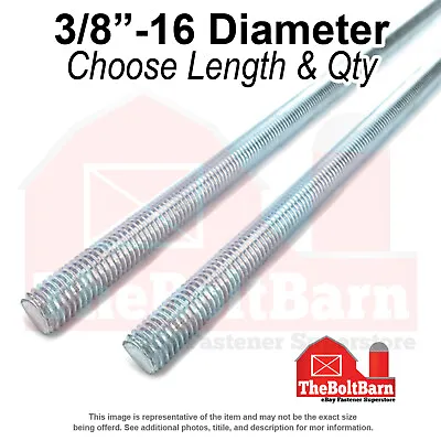 3/8 -16 Fully Threaded Rod Coarse Thread Zinc Clear (Choose Length & Qty) • $262.96