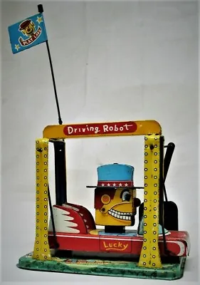 Vintage Tin Wind Up Driving Robot  Lucky Swing -  Made In JapanJapan • $400