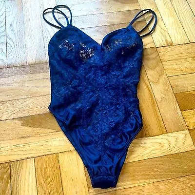 Vintage Victorias Secret Blue Lace Teddy Stretch • $24.95