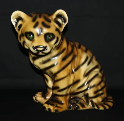 Charming Large Vintage Ceramic Tiger Cub Figurine • £23.95