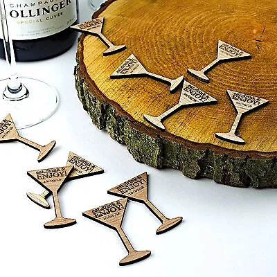 £11.99 • Buy Wooden Drink Tokens. Personalised Cocktail Glass. Rustic Wedding Guest Favours. 