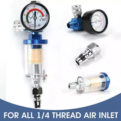 New Mini Air Pressure Regulator Gauge Spray Gun & In-Line Water Trap Air Filter • $21.99