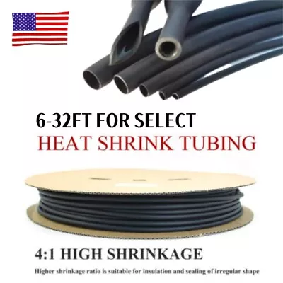 4:1 Ratio Black Adhesive Lined Heat Shrink Tubing Marine Industrial Cable Sleeve • $21.38