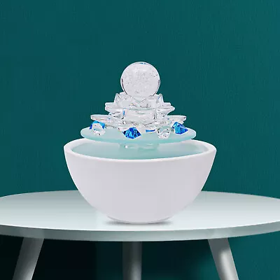 Modern Indoor Water Fountain Crystal Ball Desktop Fountain Home Decor White  • $42.75