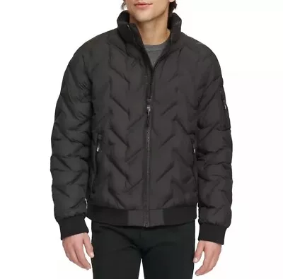 DKNY Men’s Diamond Quilted Puffer Jacket Black XXL Designer Men’s  Jacket Coat • $34.99