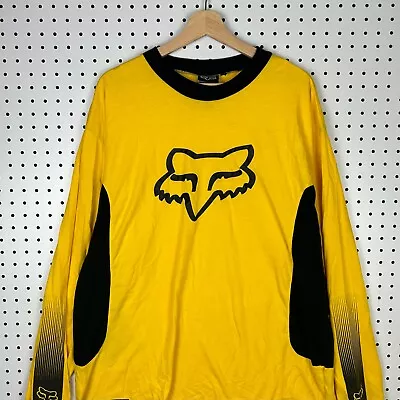 Vintage Fox Racing Shirt Long Sleeve Black Yellow Motocross 90s Y2K Men's XL • $17.94